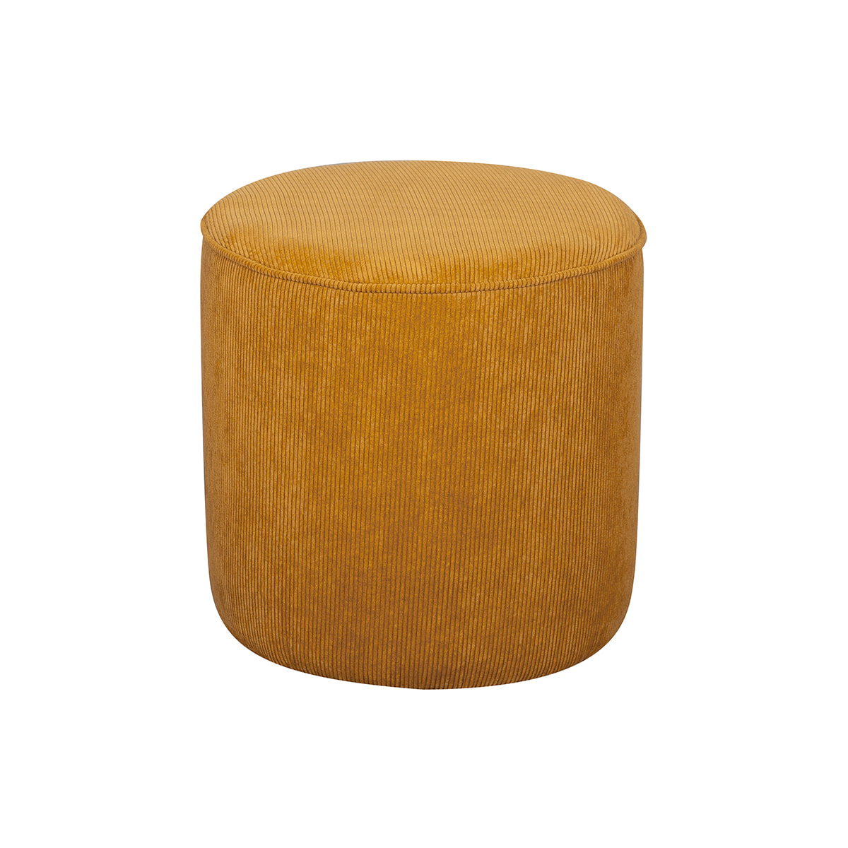 Pouf rond en tissu velours côtelé jaune D40 cm LOUIS