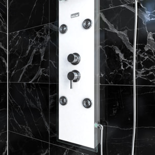 Colonnne de douche a hydromassage - 22x125cm - en verre trempe + buses hydromassantes- EPSILON WHITE
