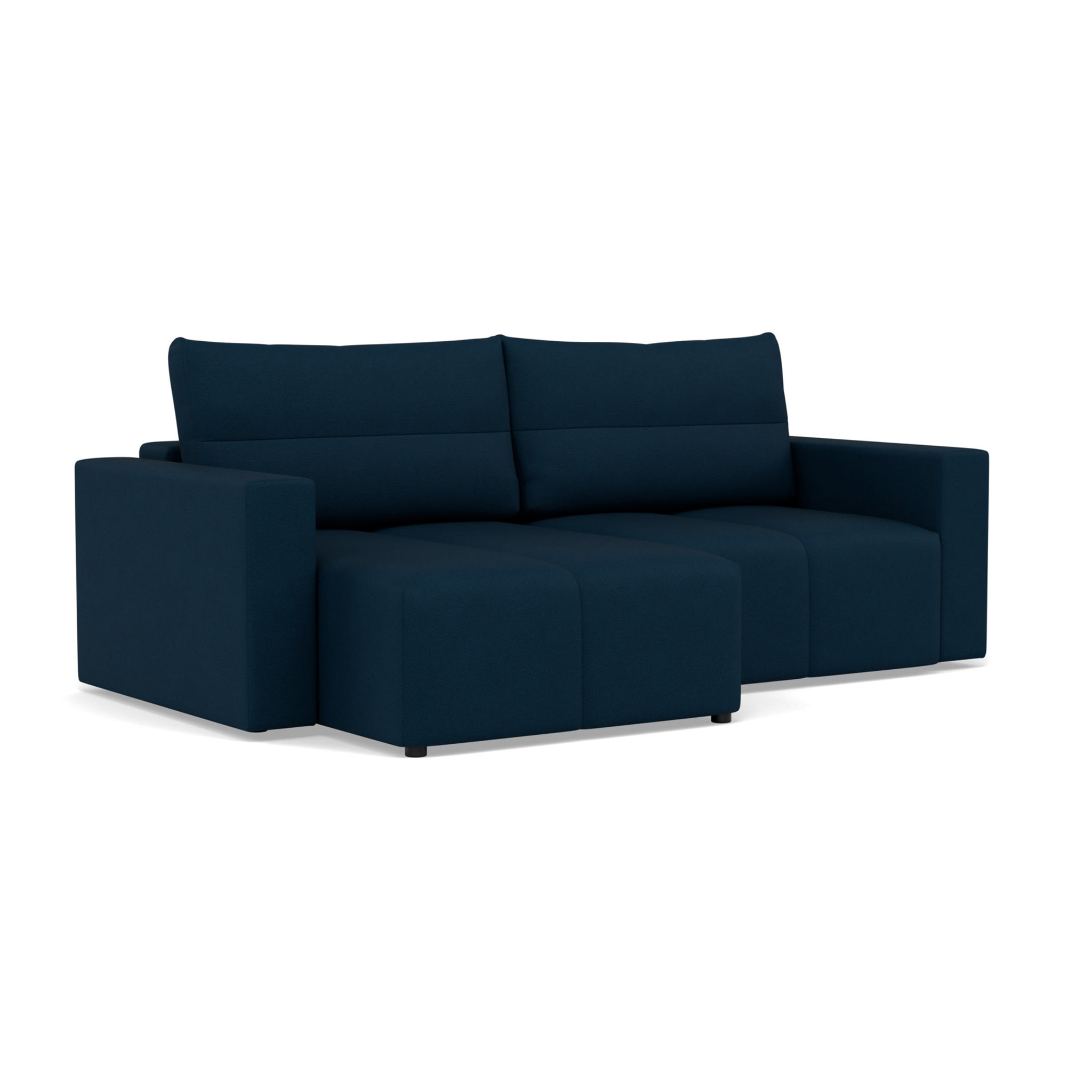Daryl - canapé d'angle réversible 4 places convertible avec coffre en tissu texturé - Bleu