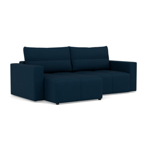 Daryl - canapé d'angle réversible 4 places convertible avec coffre en tissu texturé - Bleu