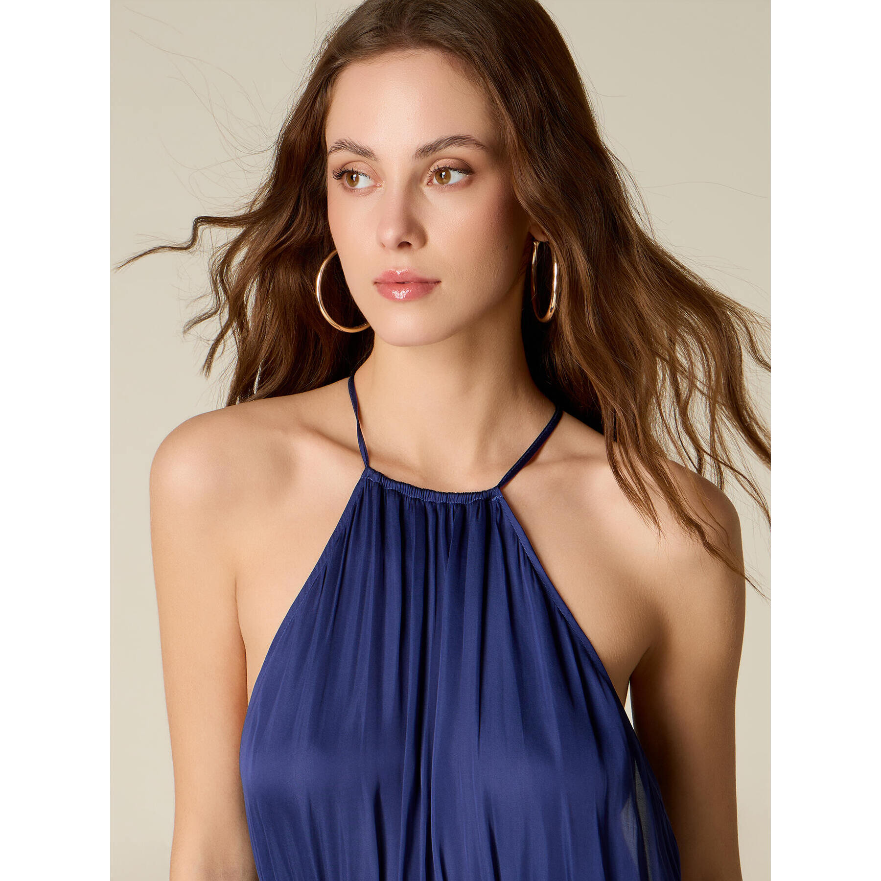 Oltre - Vestido midi de satén plisado - Azul