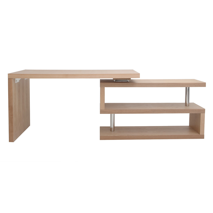 Bureau modulable design bois clair frêne massif L140-214 cm MAX