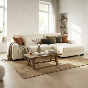 Canapé d'angle droit convertible 3 places en tissu bouclé - ARTY