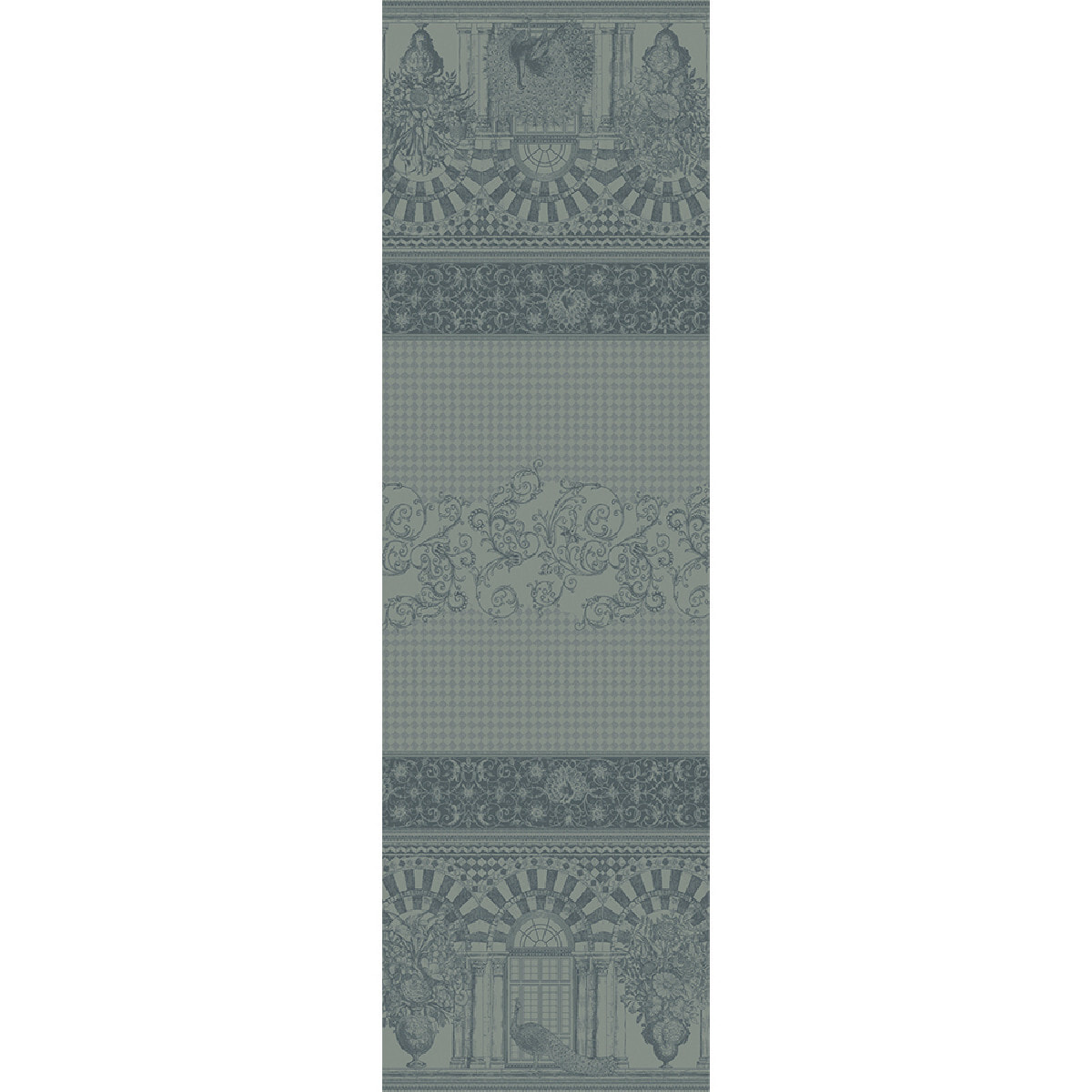 Chemin de table pur coton anti tache motif jacquard Arcades cendre