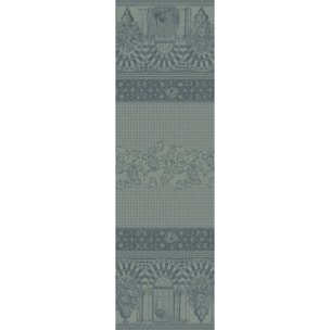 Chemin de table pur coton anti tache motif jacquard Arcades cendre