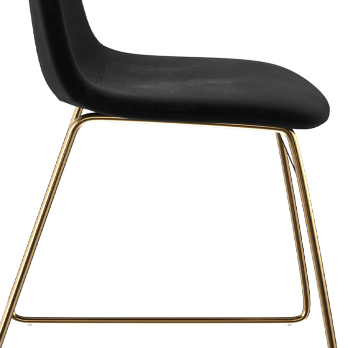 Lot de 2 chaises en velours noir et pieds en métal doré - Gaspard
