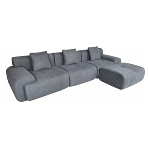 Canapé nuage compressé modulable en tissu chenille gris 4-5 places BURGESS