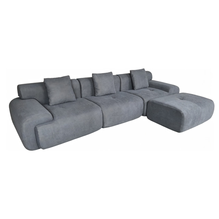 Canapé nuage compressé modulable en tissu chenille gris 4-5 places BURGESS