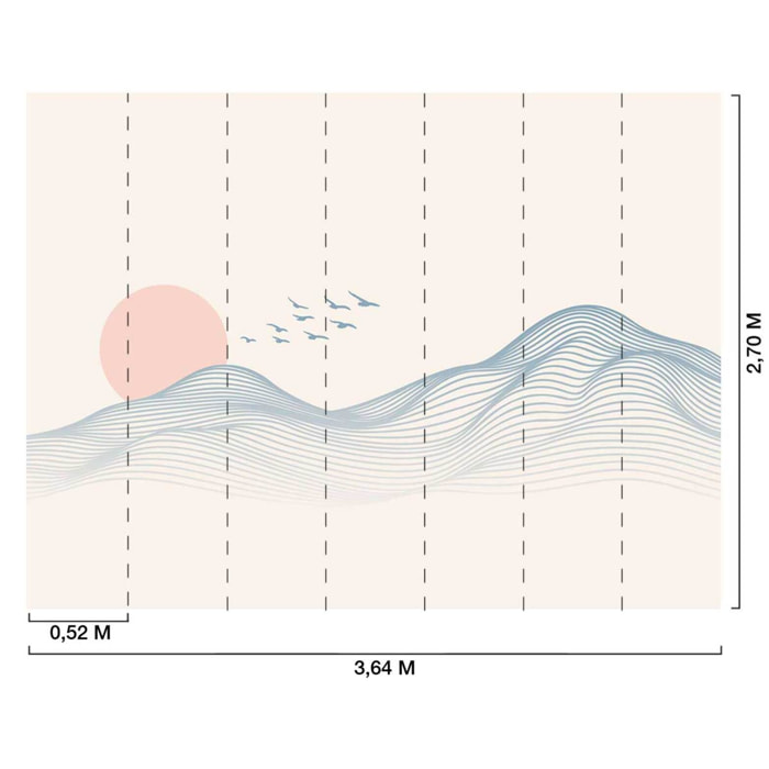 Papier peint vagues abstraites pastel ambiance zen Intissé