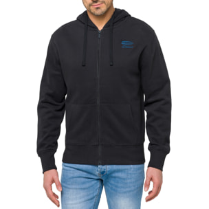 Felpa WAISAI full zip con cappuccio in cotone Nero