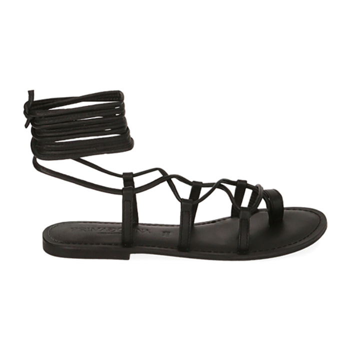 Sandalias negras de cuero con cordones