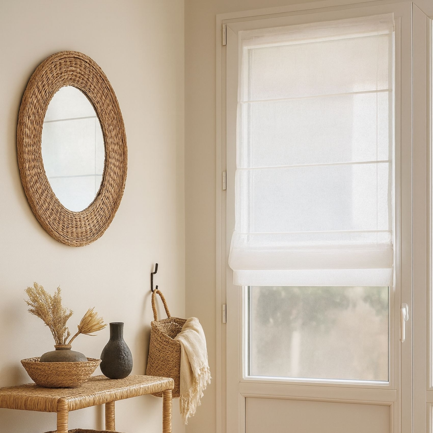 Store bateau en étamine blanc - Blanc