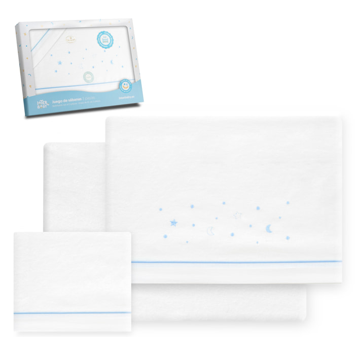 Juego de Sábanas de Cuna Franela Estrellas Luna