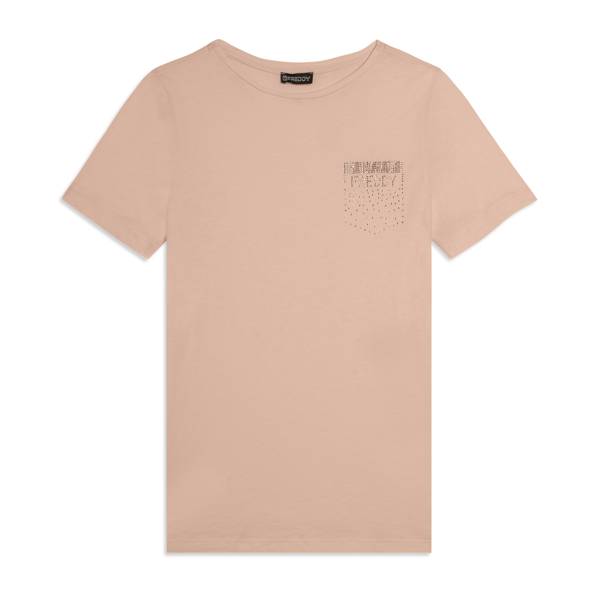T-shirt manica corta con strass a forma di taschino FREDDY