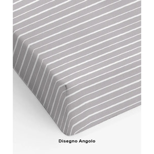 Completo Lenzuola SCIA GRIGIO 100% Cotone e Made in Italy a righe moderno