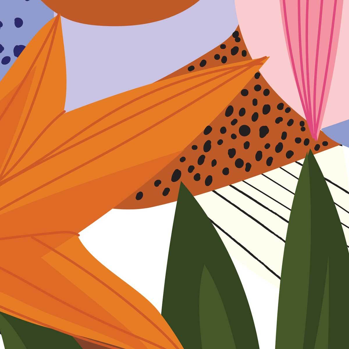 Affiche encadrée fleurs modernes graphiques Affiche + cadre en métal - Noir