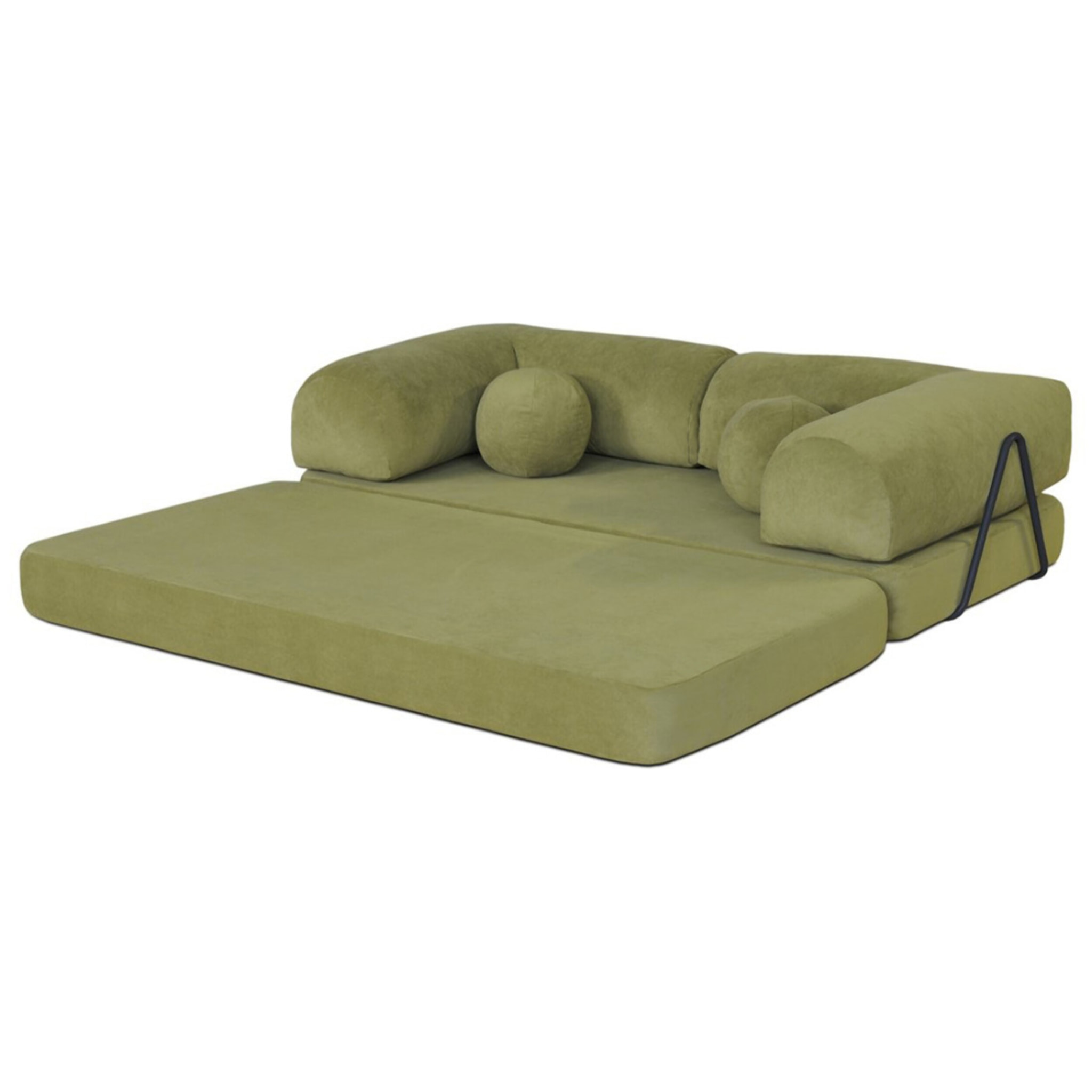 Nebula - Canapé 3 places convertible en velours texturé - Vert Kaki