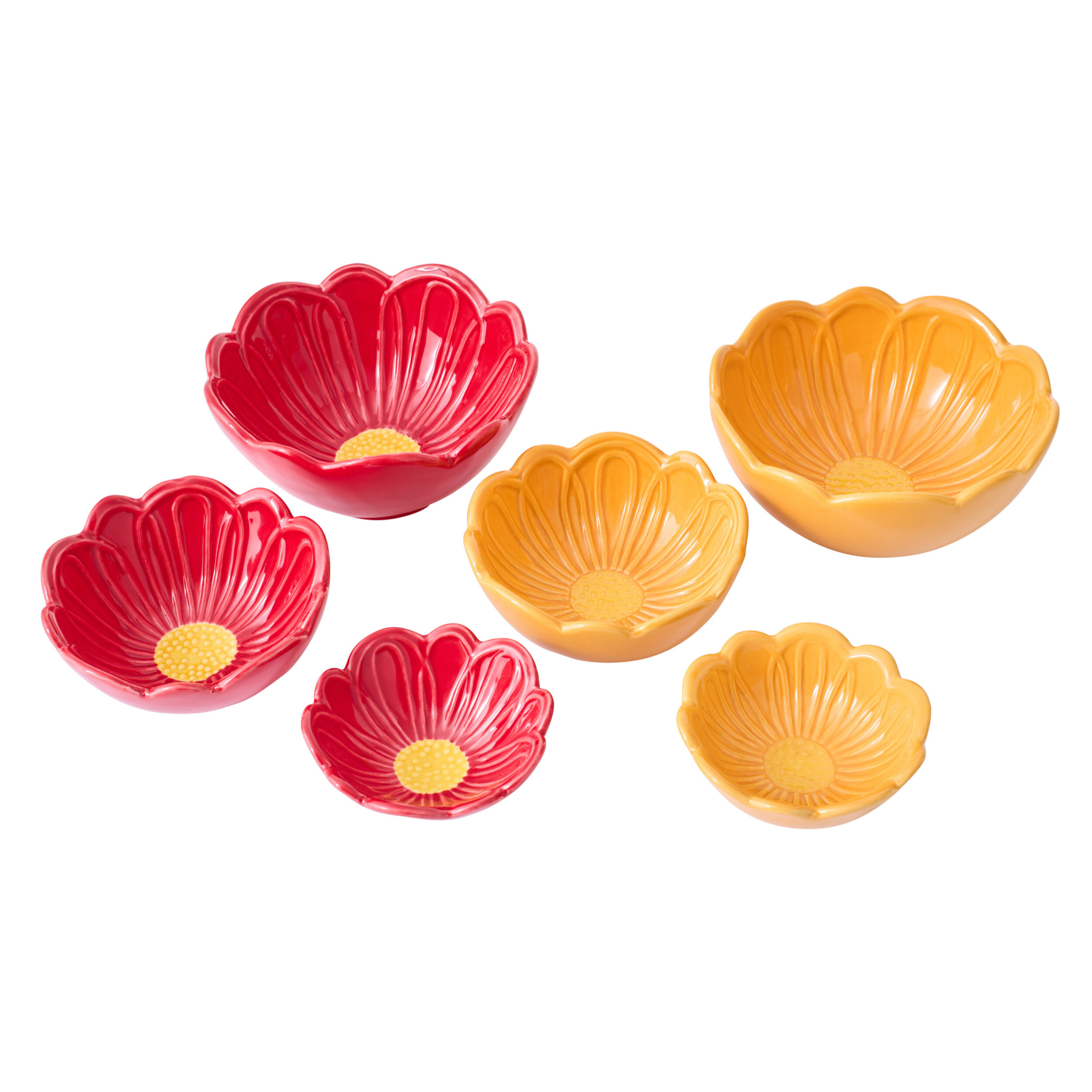 J-Line Bol Fleur - porcelaine - multicolore - large - 2 pièces