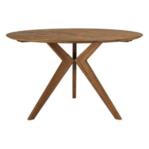 SIXTINE - Table à manger ronde en bois de teck recyclé D130cm