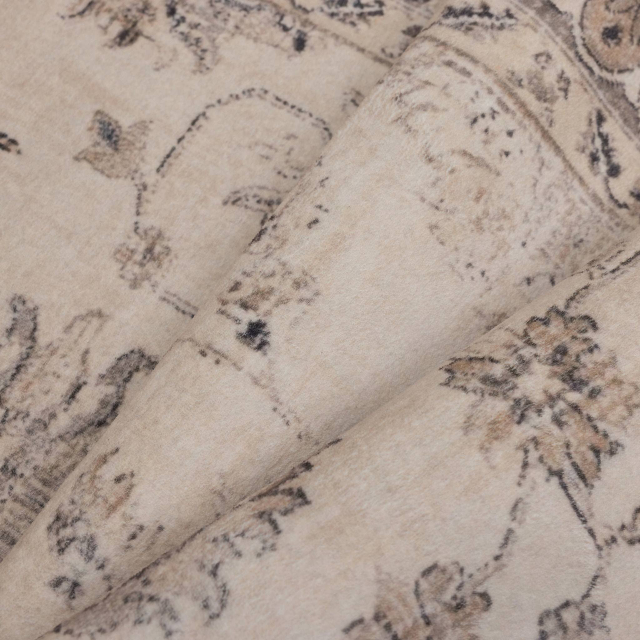 INKA - Tapis beige à poils courts doux à motif oriental