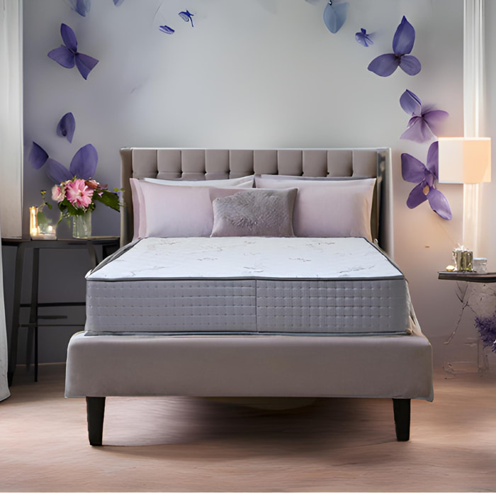 Materasso Ginflex Una Piazza e Mezza 120x190 Memory Foam 2 Strati Fisso Altezza 25cm Tessuto Ginflex Con Fascia Grigia Perimetrale Capitonè (Antiacaro - Anallergico - Antibatterico - Ergonomico)