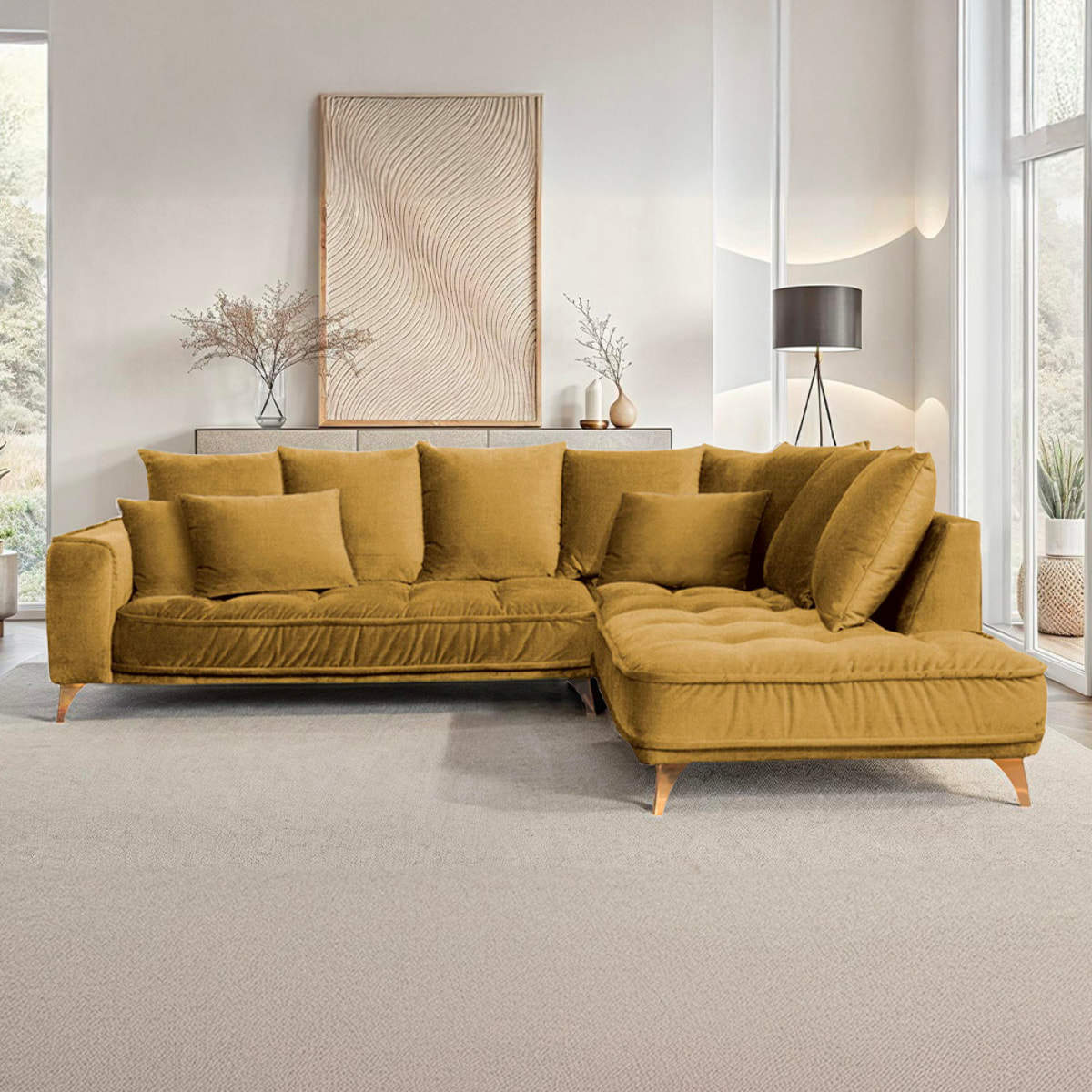 Canapé Tissu Angle Droit Altamo - 4 Places