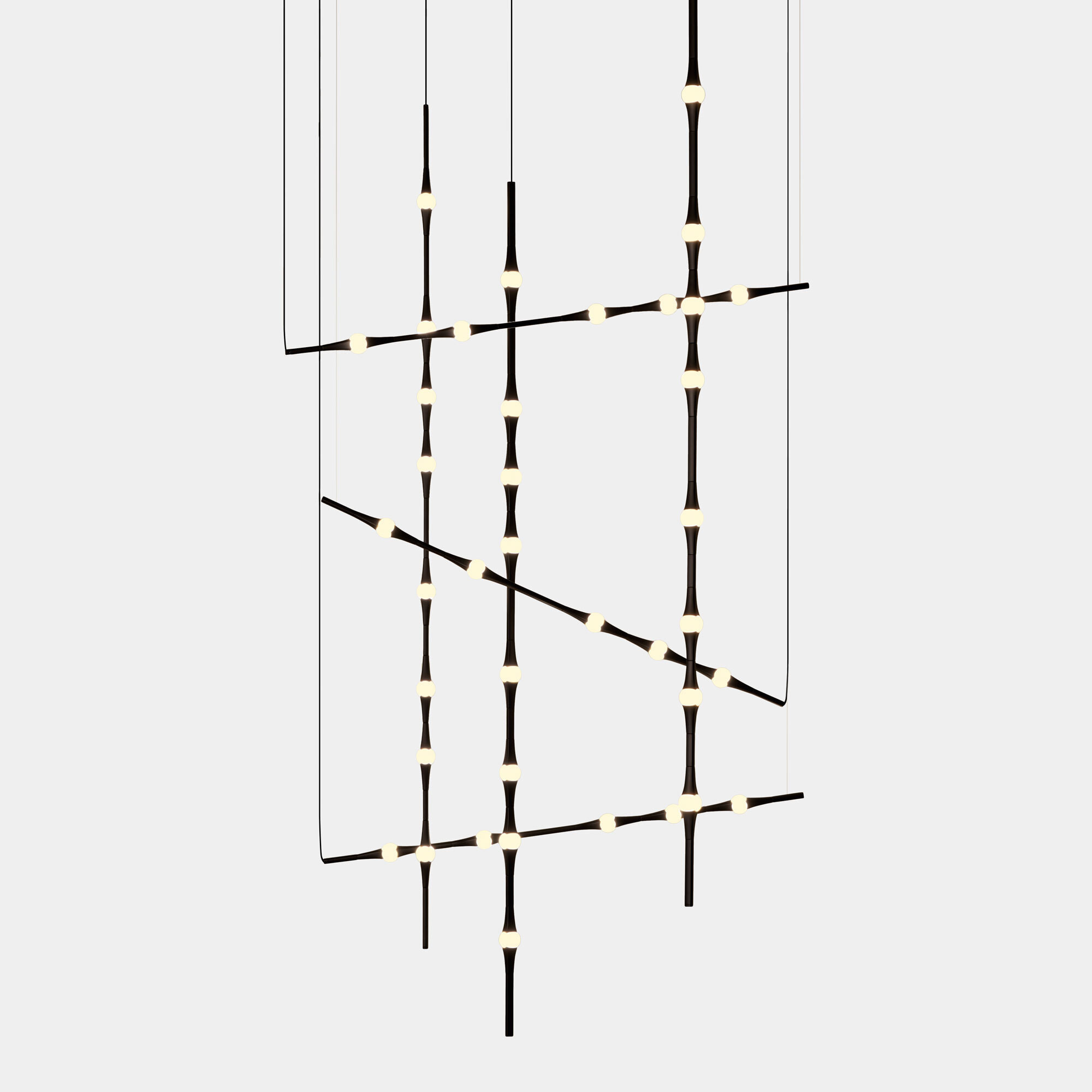 LEDS C4 Colgante Dew Horitzontal 995mm LED 13 Blanco cálido - 2700K DALI Negro 782lm
