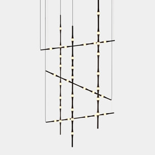 LEDS C4 Colgante Dew Horitzontal 995mm LED 13 Blanco cálido - 2700K DALI Negro 782lm