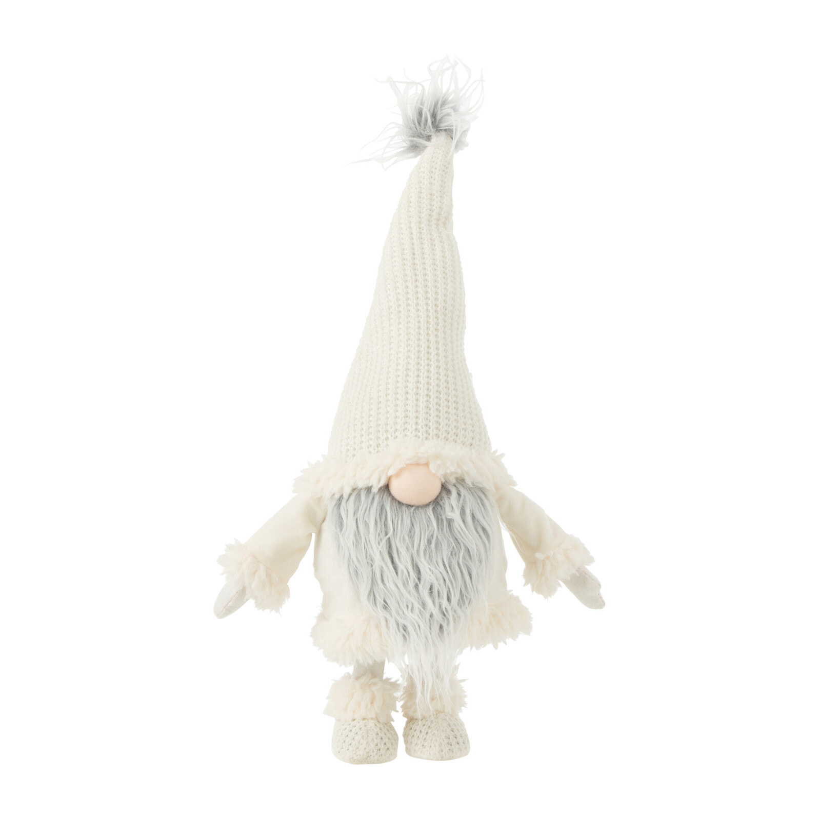 J-Line figurine Lutin Barbe Grise Debout - textile - blanc