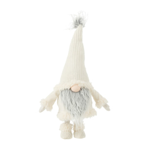 J-Line figurine Lutin Barbe Grise Debout Qui Bouge - textile - blanc