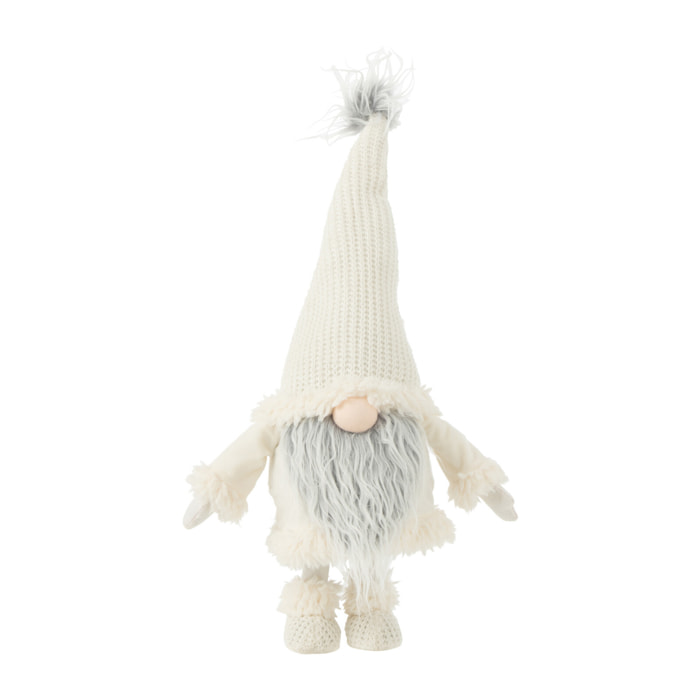 J-Line figurine Lutin Barbe Grise Debout - textile - blanc