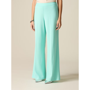 Oltre - Pantaloni palazzo in tessuto crêpe - Verde acqua