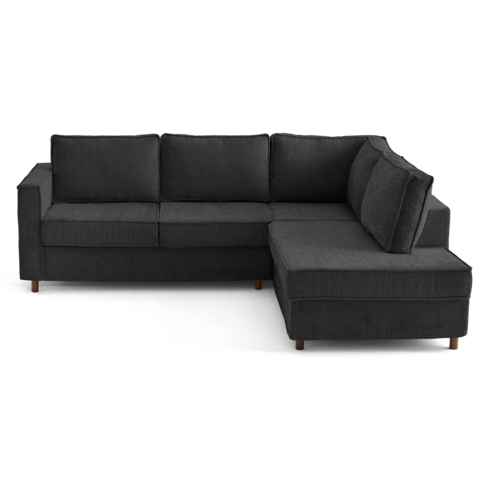 Housse en velours texturé pour canapé déhoussable Jake d'angle droit 5 places - Gris Anthracite