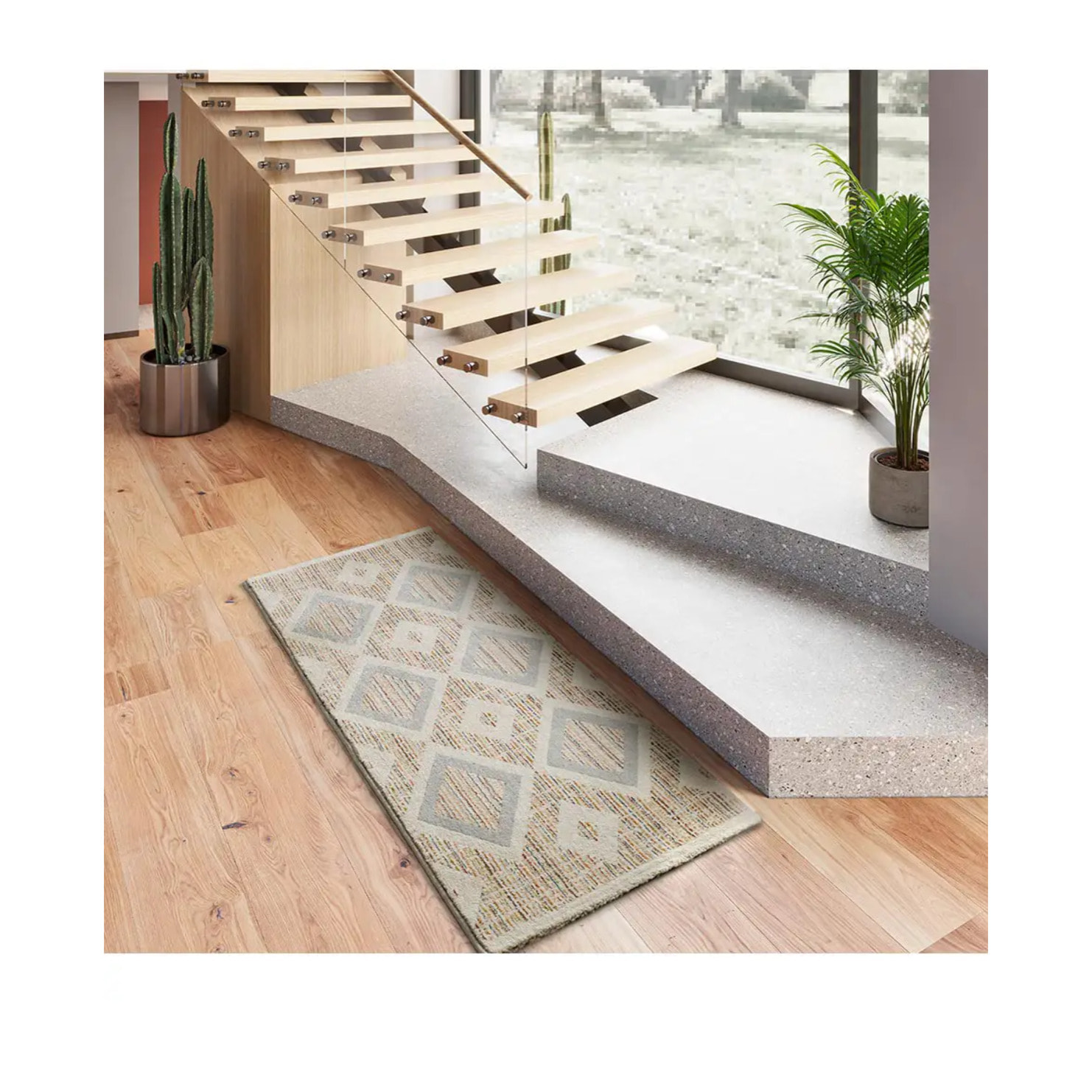 SIROCO Alfombra geométrica de pelo corto multicolor, varias medidas disponibles.