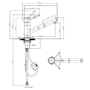 Robinet cuisine rabattable Como Shower window Anthracite