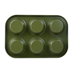 Molde para 6 magdalenas 26,5x18,5x3 cm acero carbono, antiadherente para muffins y repostería expert san ignacio