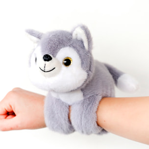 Peluches extra morbido e soffice. Design husky con meccanismo arrotolabile. 18 cm.