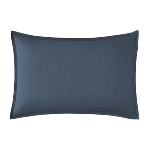 Taie d'oreiller unie en percale de coton, PREMIÈRE, Bleu Nuit