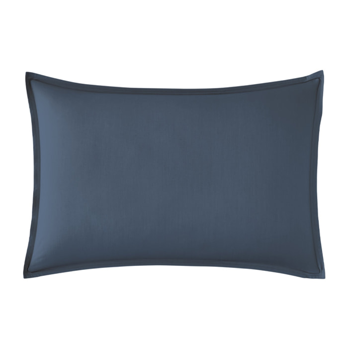 Taie d'oreiller unie en percale de coton, PREMIÈRE, Bleu Nuit