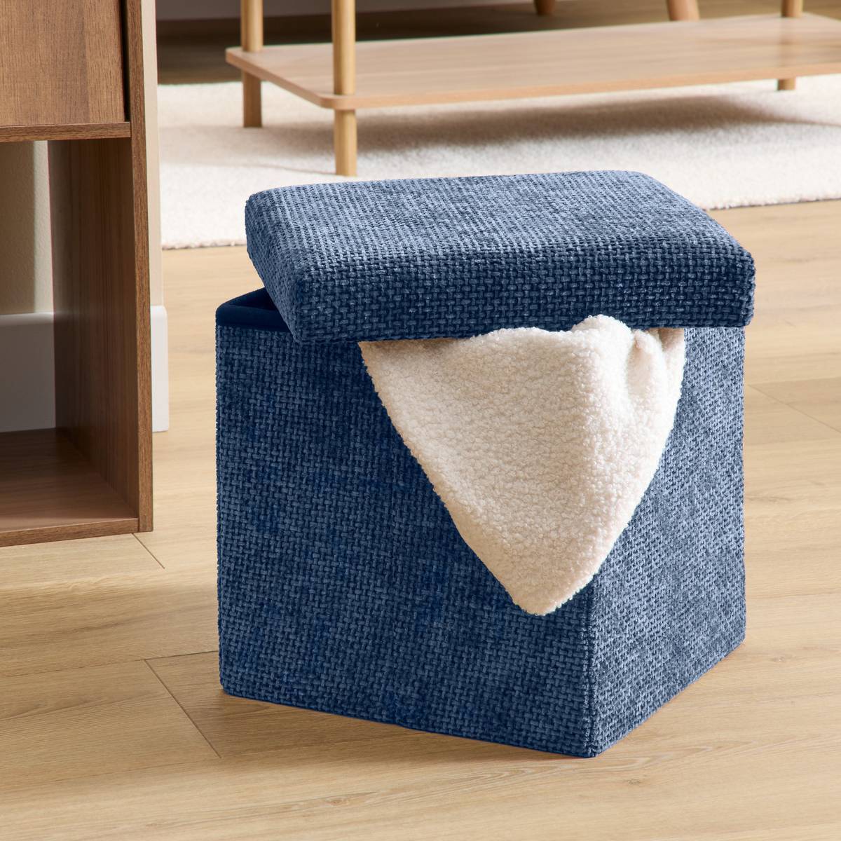 Pouf Mix'N Modul carré pliable 31x31cm bleu