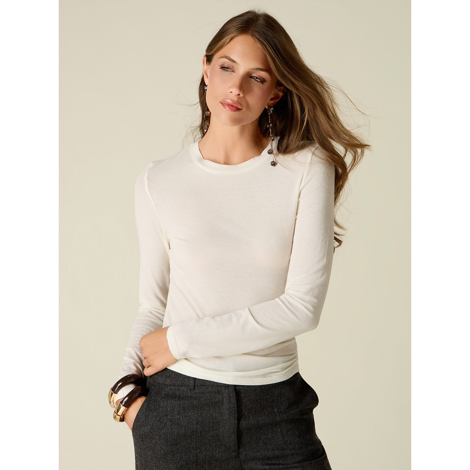 Oltre - T-shirt misto cashmere - Bianco