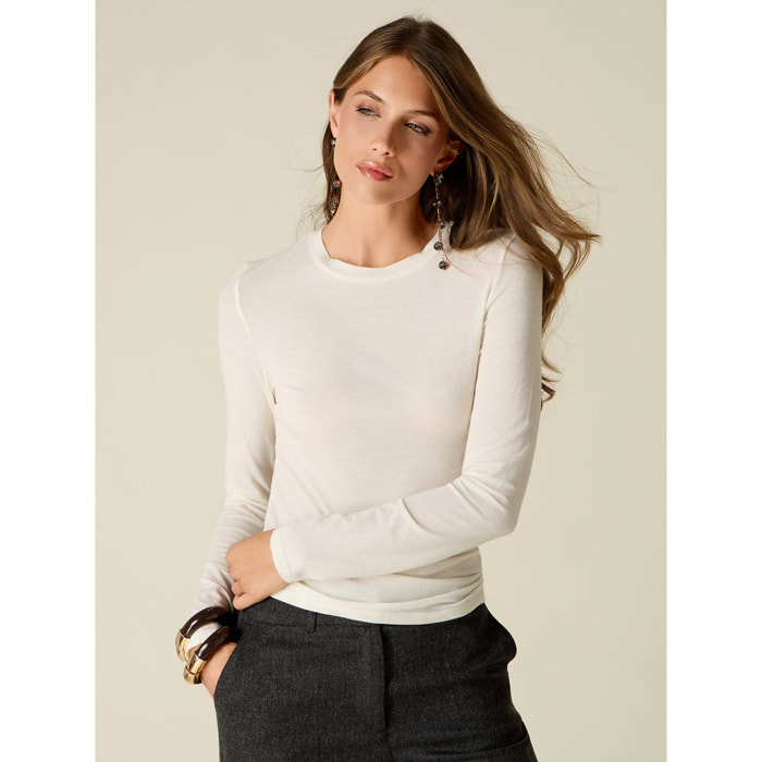 Oltre - T-shirt misto cashmere - Bianco