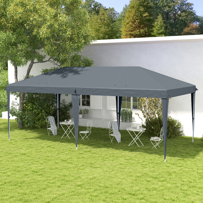 Carpa Plegable Gazebo 6x3 m Cenador Plegable con Altura Ajustable en 3 Niveles Toldo Anti-UV y Bolsa de Transporte para Camping Fiestas Gris Claro