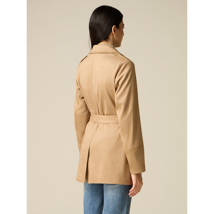 Oltre - Trench efecto nobuck - Beige