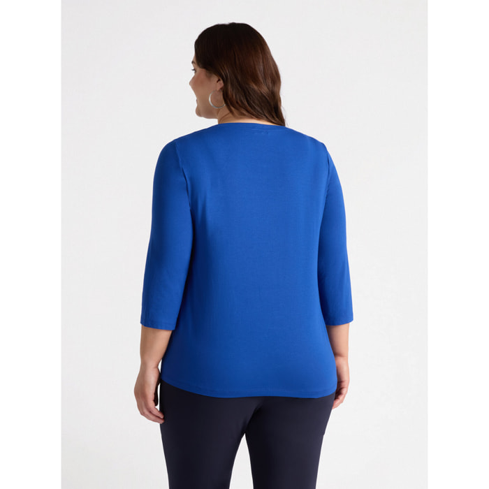 Fiorella Rubino - Camiseta con inserto floral - Azul