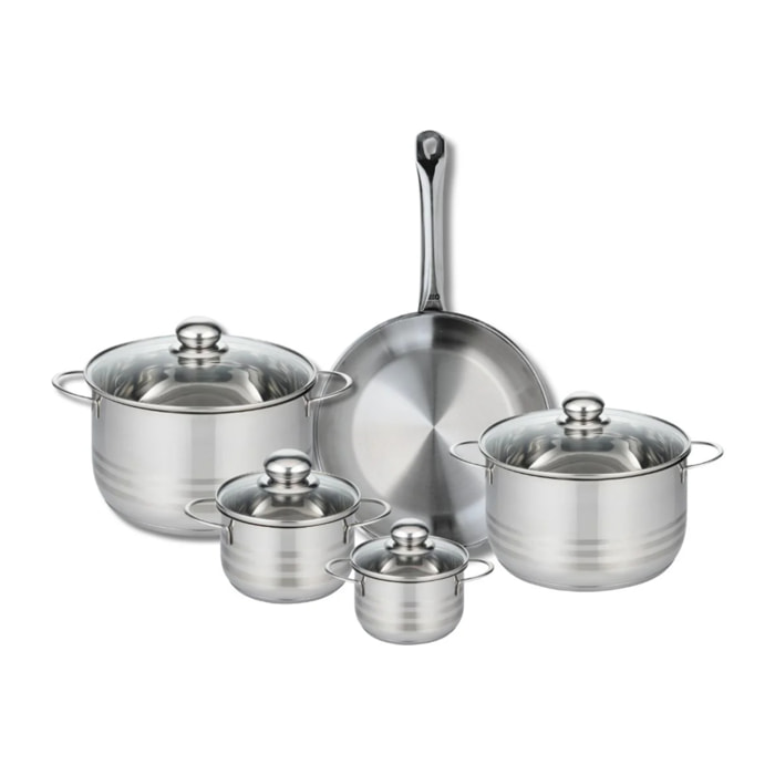 Ensemble de 1 Poêle de cuisson 28 cm et 4 faitouts 12, 14, 20 et 24 cm Elo Profi Brillant