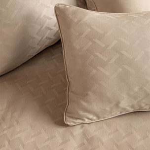Lot de 2 taies satin de coton motif jacquard beige Adagio lin