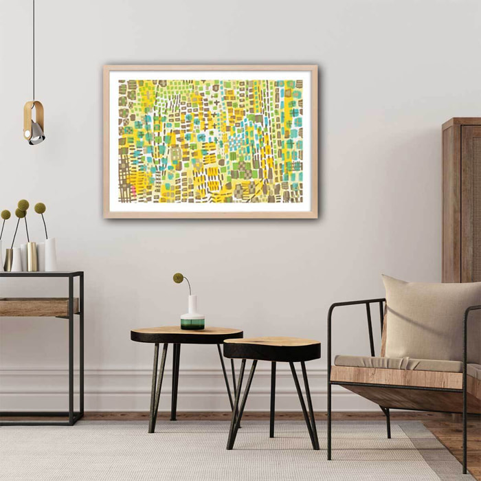 Poster vertikal block Affiche + cadre en bois - Chêne