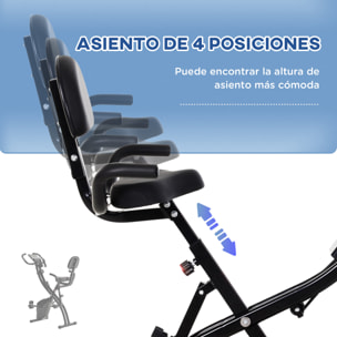 Bicicleta Estática Plegable 3 en 1 con Respaldo y 8 Niveles Resistencia Magnética, Bicicleta Estática para Casa Ajustable con Monitor LCD Volante Banda Sensor de Pulso Soporte de Teléfono Negro