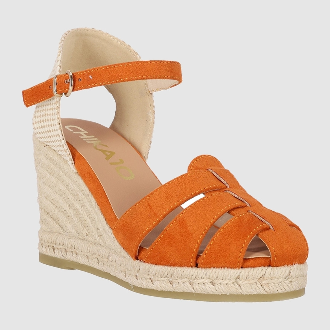 Sandalias de Tejido - Naranja - Tacón: 8 cm